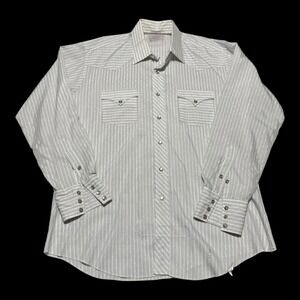 Vintage H Bar C Ranchwear Striped Pearl Snap Long Sleeve Shirt Men's XL FLAW
